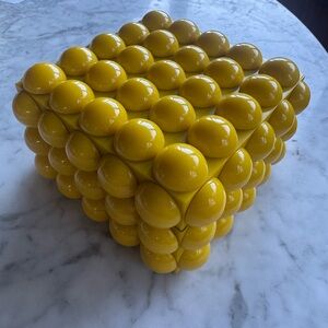 Yellow bubble resin and wood heavy decorative box